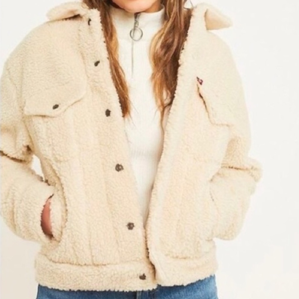 Sanctuary Revolve Astoria Snap Front Sherpa Teddy Jacket in Moonstone Size Large